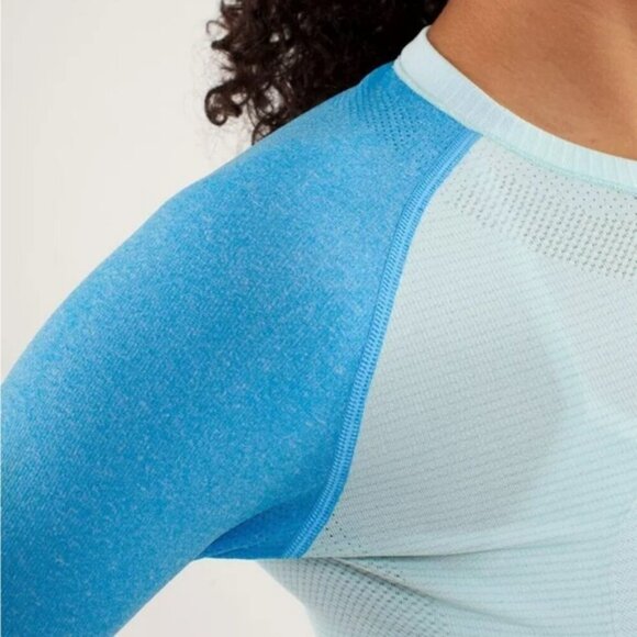 Lululemon Run Swiftly Tech Long Sleeve Aquamarine Beach Blanket Blue Size 4 - Picture 5 of 15